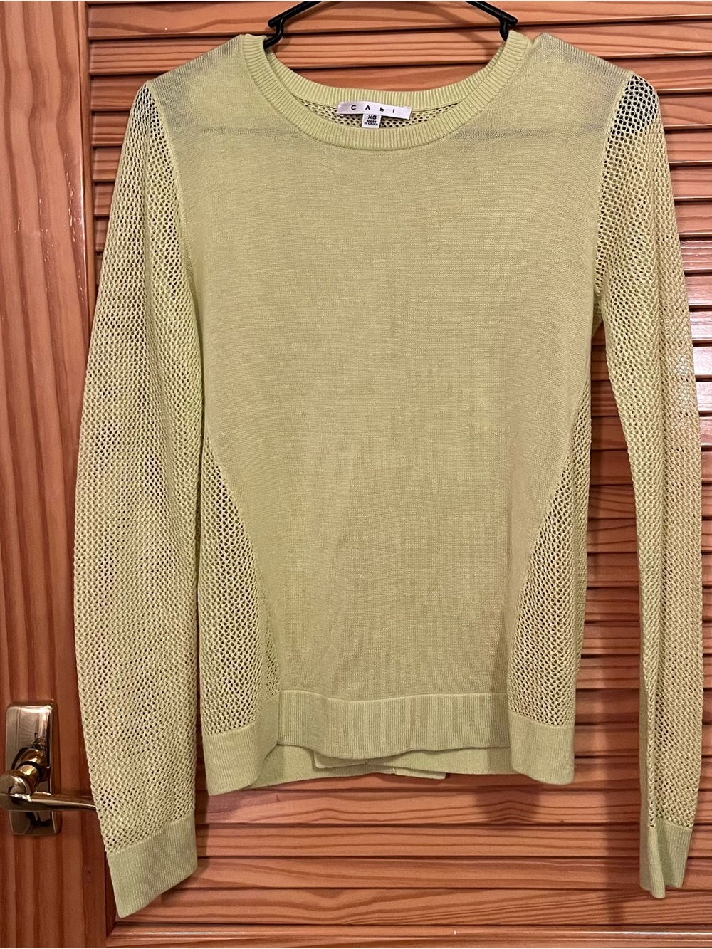 CAbi Light Lime Lightweight Long Sleeve Crewneck Sweater